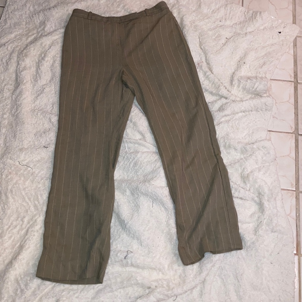 Ann Taylor Loft Pin Striped Tan Dress Pants